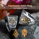 Skull MasonicRing For Men   Stainless steel  Omniscient eye and freemason Totem Jewelry