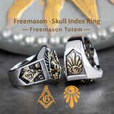 Masonic Ring For Men hexagon skull  Stainless steel  Freemason Totem Jewelry