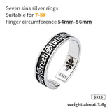 Seven Catholic sins S925  sterling Silver rings  for man and women  fashion jewelry