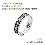 Seven Catholic sins S925  sterling Silver rings  for man and women  fashion jewelry