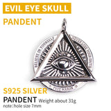 The Devil Eyes hexagon Masonic  pendant sterling silver necklace for Men High quality Jewelry