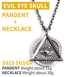 The Devil Eyes hexagon Masonic  pendant sterling silver necklace for Men High quality Jewelry