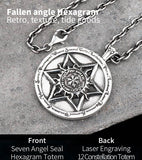 925 Sterling Silver Star of Dived Cross Hexagram and 12 constellation big pendant for Men