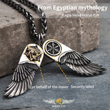 The Eye of Horus feather necklace for men  Horus Wings  stainless steel  with Cooper pendant necklace