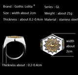 The Sun Devil Eyes hexagon Masonic Ring For Men  Stainless steel  Freemason Totem Jewelry