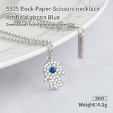 Rock Paper Scissor necklace the sterling silver pendant for  women