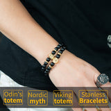 Odin Head vintage strand bracelet for men stainless steelViking valknut Totem