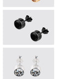 925 Sterling Silver stud earring inlay Artificial zircon with Rose and Black color fashion jewelry