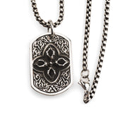 Cross Vajra double face 3D Dog tag for men stainless Steel Mantra pendant and Necklace