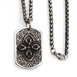 Cross Vajra double face 3D Dog tag for men stainless Steel Mantra pendant and Necklace