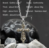 Cross stainless steel necklace for men Thorns Punk vintage style fashion jewelry