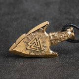 The Nordic Viking valknut necklace for men  Gold Color stainless steel Spear pendant