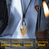 The Nordic Viking valknut necklace for men  Gold Color stainless steel Spear pendant