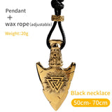 The Nordic Viking valknut necklace for men  Gold Color stainless steel Spear pendant