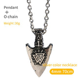 The Nordic Viking valknut necklace for men  Gold Color stainless steel Spear pendant