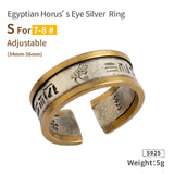 Horus Eye Egypt symbol  S925  sterling Silver open rings  for man and women  fashion jewelry