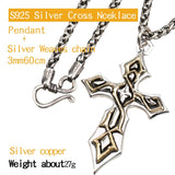 Cross sterling Silver necklace for men Thorns Punk vintage style fashion jewelry