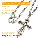 Cross sterling Silver necklace for men Thorns Punk vintage style fashion jewelry