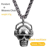 Skull headphones  pendant  Hip-hop  stainless steel  necklace for  Men High quality Jewllry  mygrillz