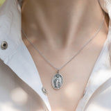 Virgin Mary Pendants ins Stylish sterling Silver  necklace for women