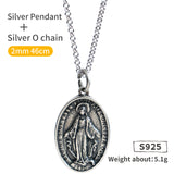 Virgin Mary Pendants ins Stylish sterling Silver  necklace for women