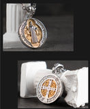 Catholic Saint Benedict Crucifix Pendants Stainless steel cross necklace bible Jesus exorcist necklace