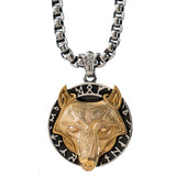 Viking wolf Knot Fenrir  necklace for men  Nordic Viking Wolf Head Totem stainless steel pendant