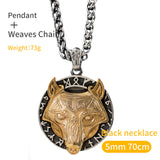 Viking wolf Knot Fenrir  necklace for men  Nordic Viking Wolf Head Totem stainless steel pendant