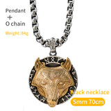 Viking wolf Knot Fenrir  necklace for men  Nordic Viking Wolf Head Totem stainless steel pendant