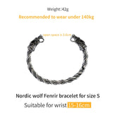 Viking Wolf  Stainless steel  open bangle for Unisex  Open Cuff  Twisted Pattern Carved