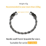 Viking Wolf  Stainless steel  open bangle for Unisex  Open Cuff  Twisted Pattern Carved