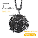 The Wizard Witcher necklace for men  wolf stainless steel pendant