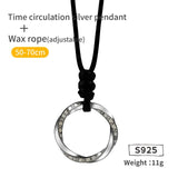 Time cycle ins fashion men's and women's pendant Mobius sterling Silver Necklace