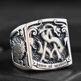 Masonic STAM Silver Ring fashion men custom-made 925 Silver wide index finger ring personalized ins trend