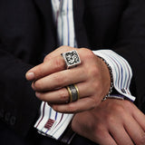 Masonic STAM Silver Ring fashion men custom-made 925 Silver wide index finger ring personalized ins trend