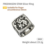 Masonic STAM Silver Ring fashion men custom-made 925 Silver wide index finger ring personalized ins trend