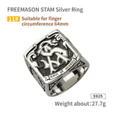 Masonic STAM Silver Ring fashion men custom-made 925 Silver wide index finger ring personalized ins trend