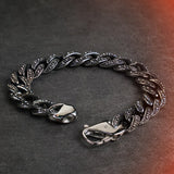 Retro bracelet for men domineering trendy stainless steel  vintage Cuban chain carved bracelet