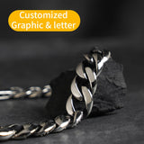 Retro bracelet for men domineering trendy stainless steel  vintage Cuban chain carved bracelet