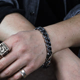 Retro bracelet for men domineering trendy stainless steel  vintage Cuban chain carved bracelet