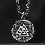 The viking Valknut necklace for men  wolf stainless steel pendant