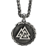 The viking Valknut necklace for men  wolf stainless steel pendant