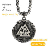 The viking Valknut necklace for men  wolf stainless steel pendant