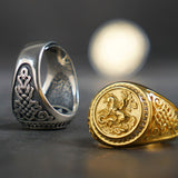 Saint George Slaying the Dragon Silver Rings for man  Vintage Fashion Jewelry