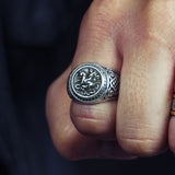 Saint George Slaying the Dragon Silver Rings for man  Vintage Fashion Jewelry