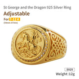 Saint George Slaying the Dragon Silver Rings for man  Vintage Fashion Jewelry