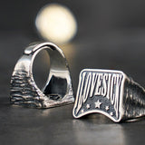 Love Sick Words sterling Silver Ring Male Ins Fashion Jewelry