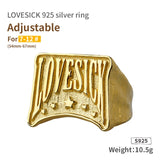 Love Sick Words sterling Silver Ring Male Ins Fashion Jewelry