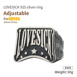 Love Sick Words sterling Silver Ring Male Ins Fashion Jewelry