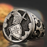 Roman Paladin  Lindsay Carving Craft sterling Silver Ring Male Ins Fashion Jewelry